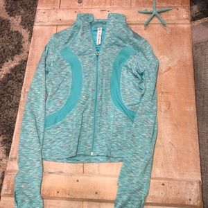 Girls Athletic aqua colored zip up